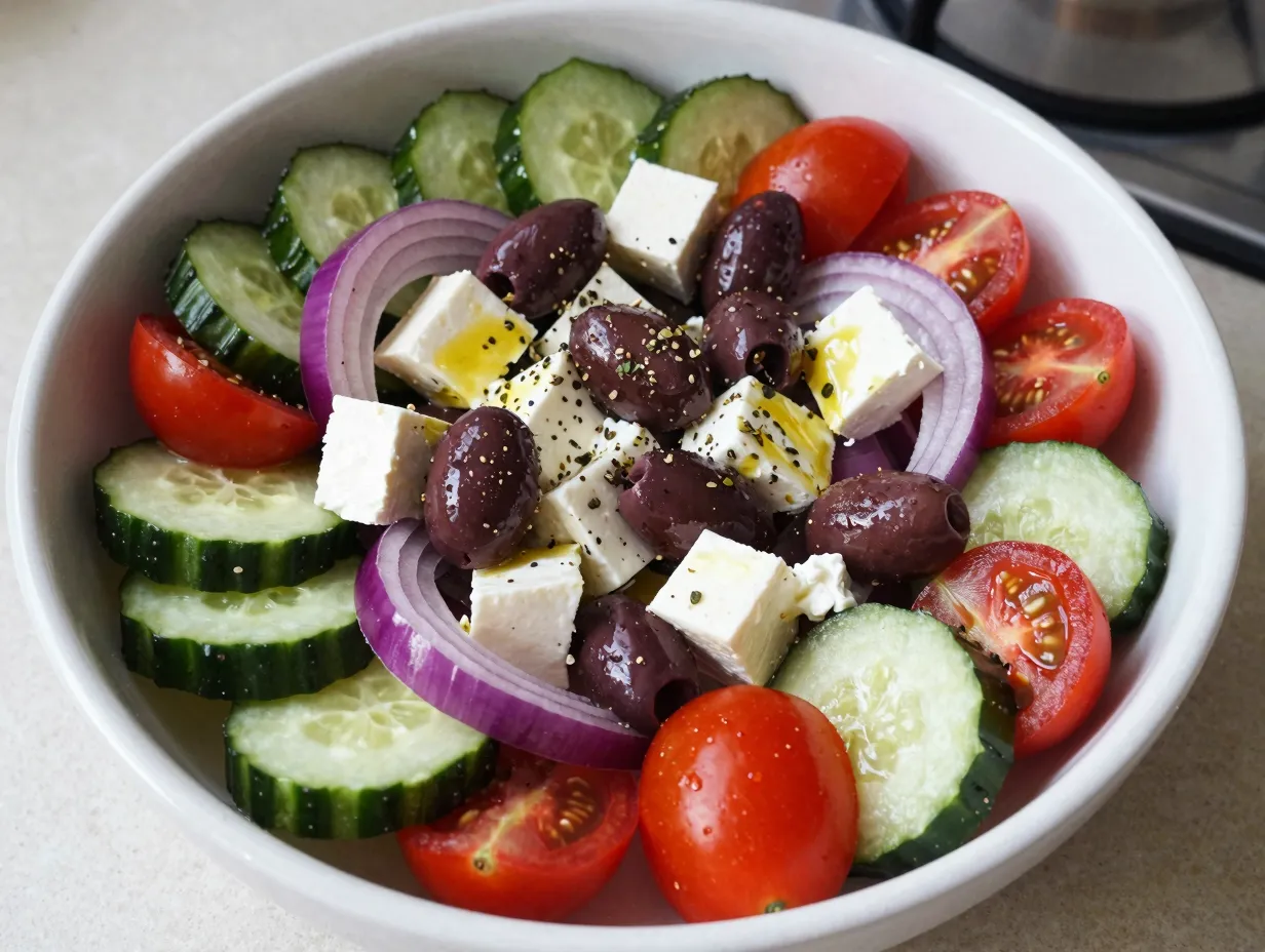 4 greek salad with english cucumber