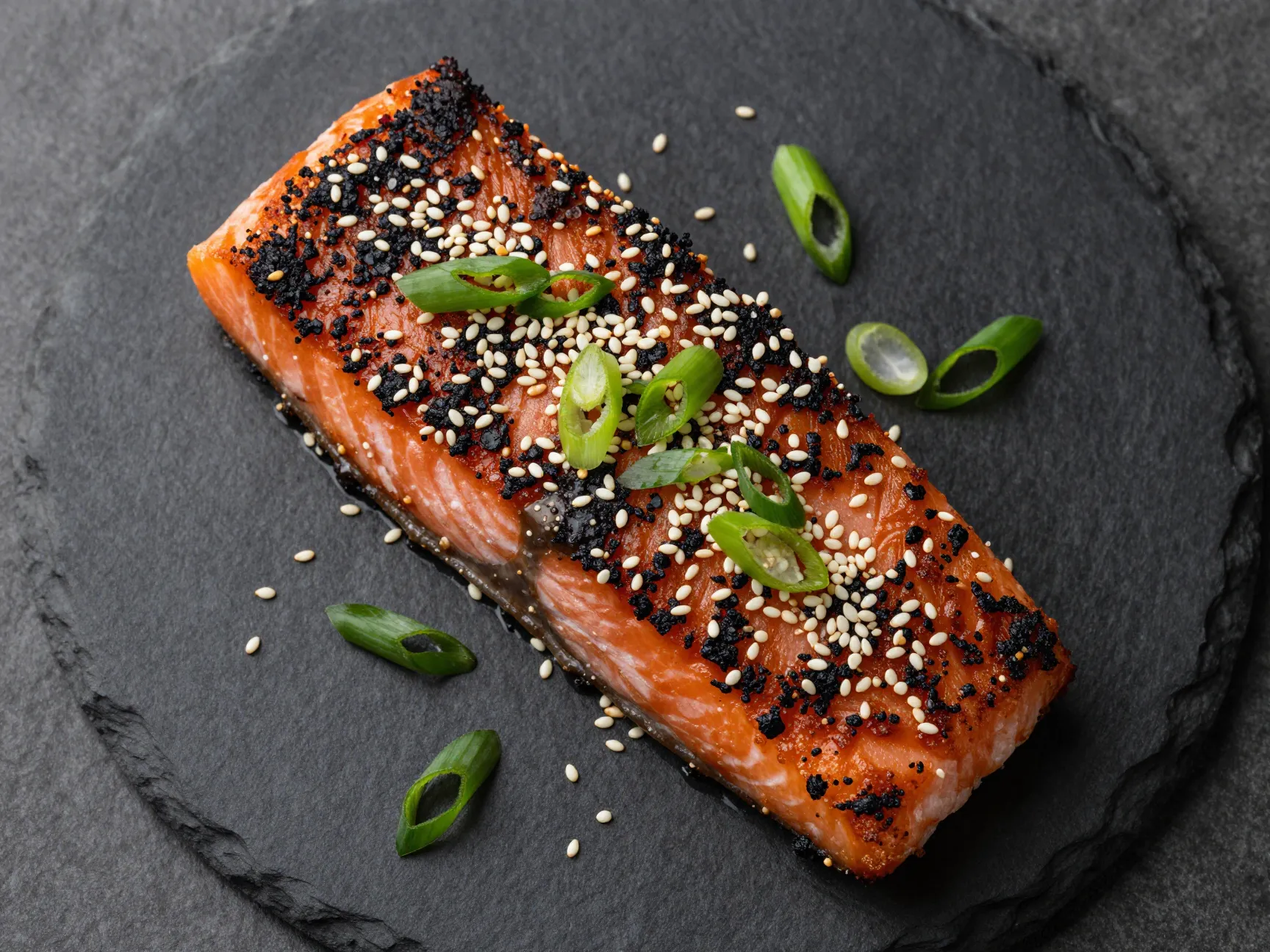 Red miso salmon with sesame and scallion