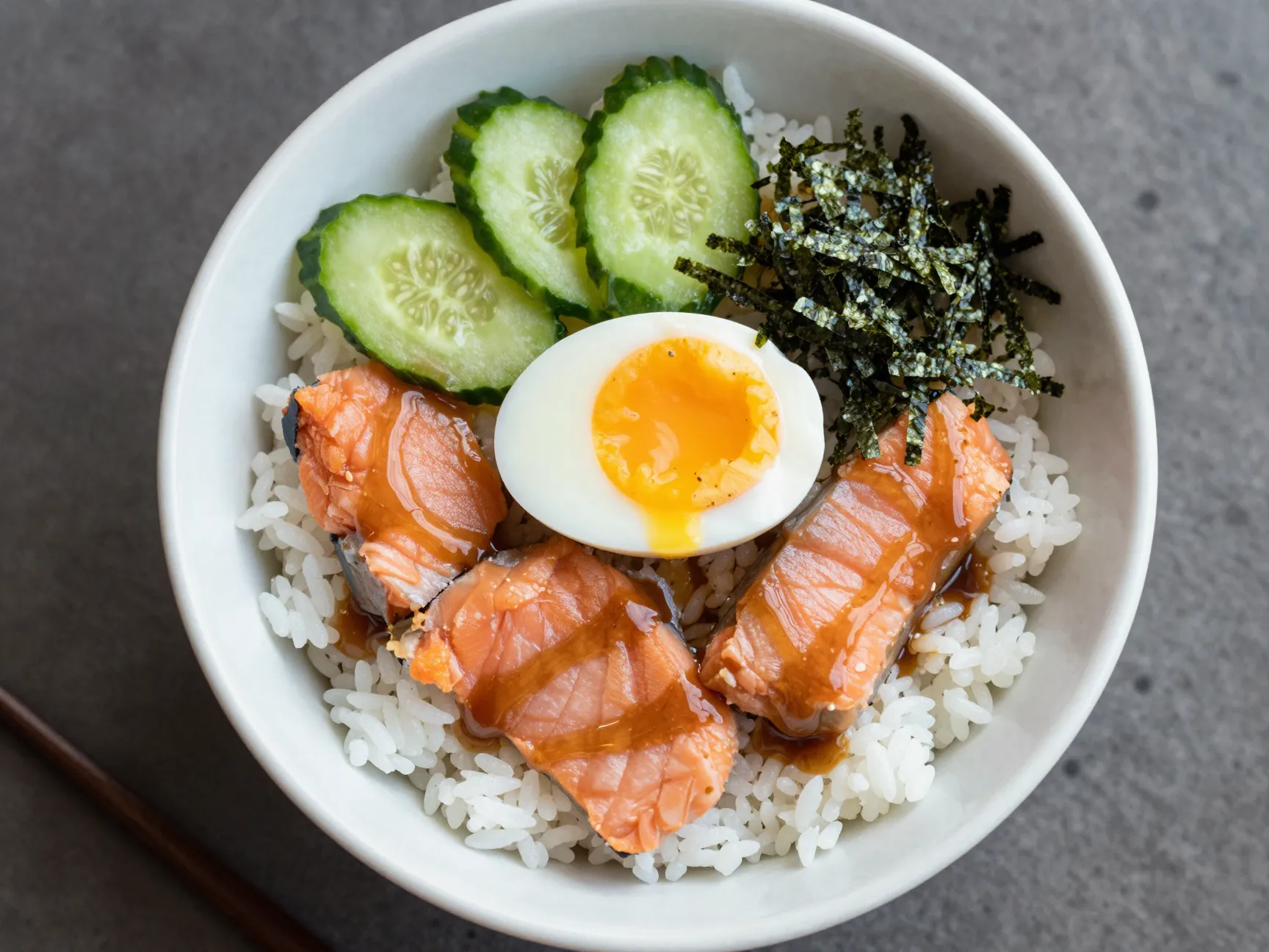 Miso salmon rice bowl donburi style