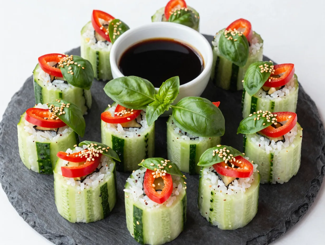 7 cucumber sushi rolls