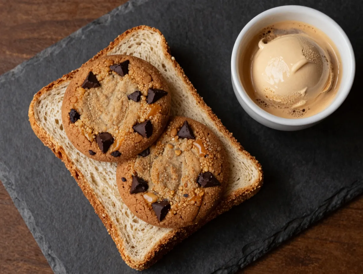 Brown sugar chocolate chip cookie with coffee ice cream