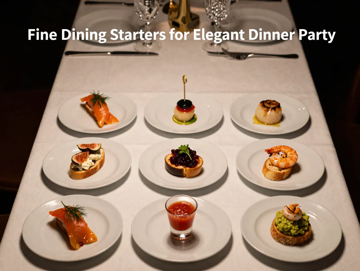 Fine dining starters for elegant dinner party