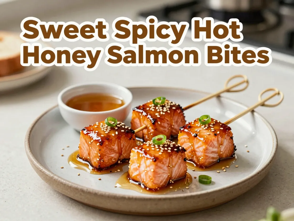 Sweet spicy hot honey salmon bites