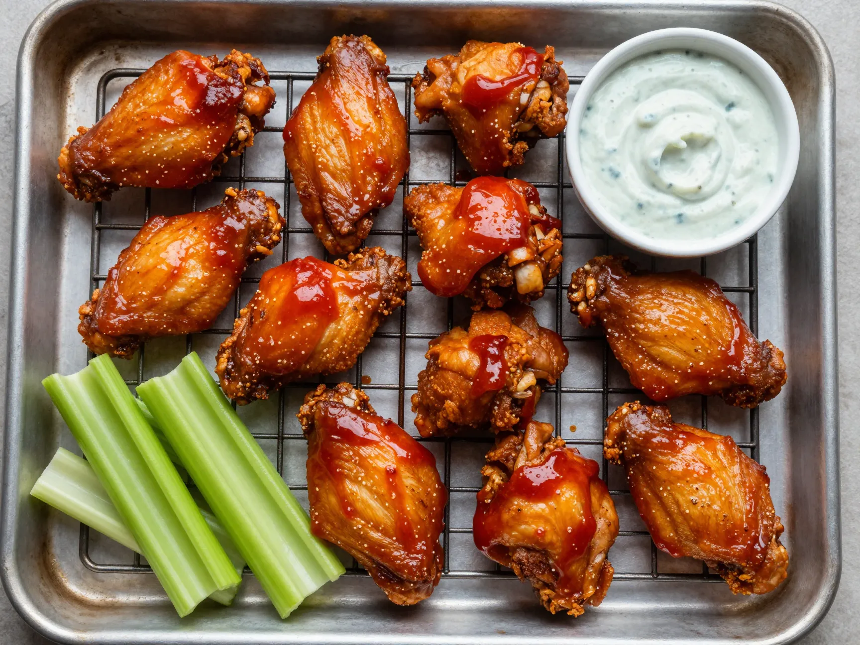 Crispy oven baked chicken wings with classic buffalo sauce