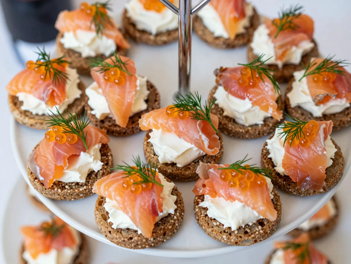 Smoked salmon blinis