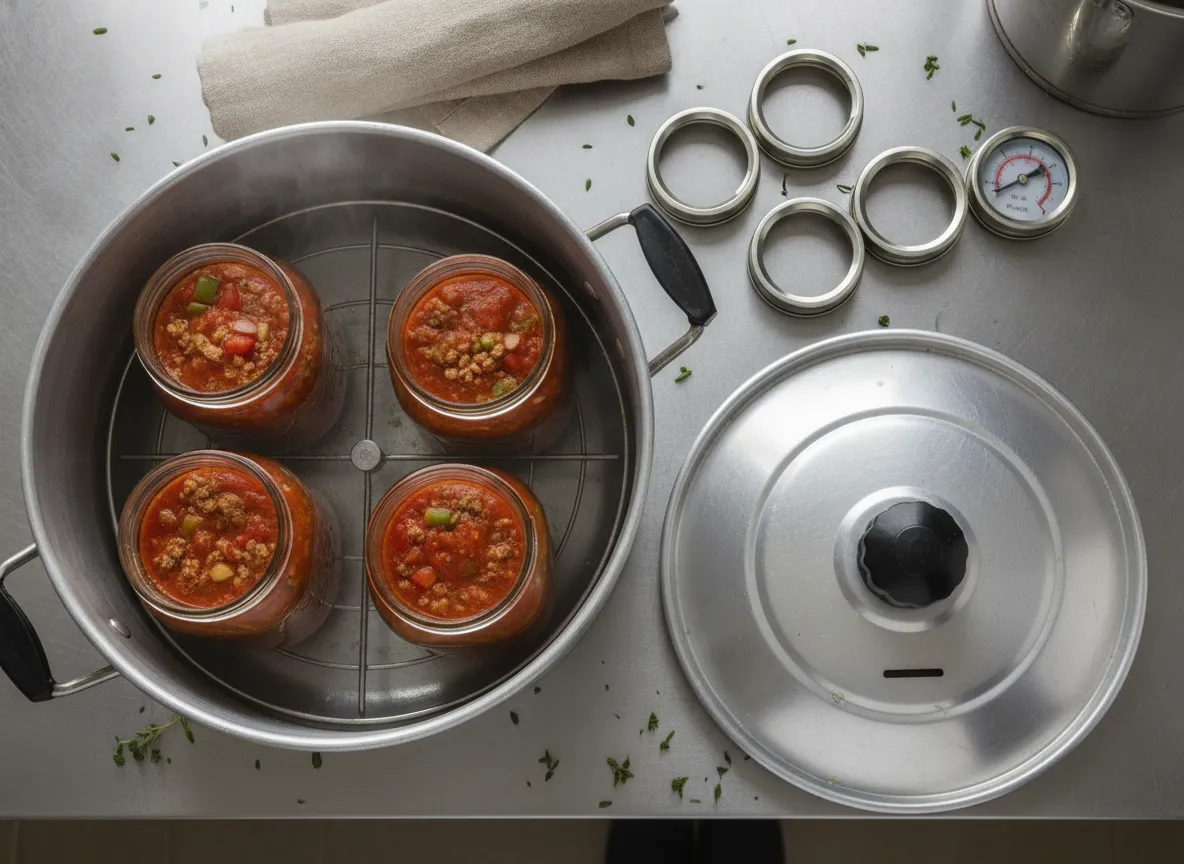 Use a pressure canner when your sauce contains low acid ingredients