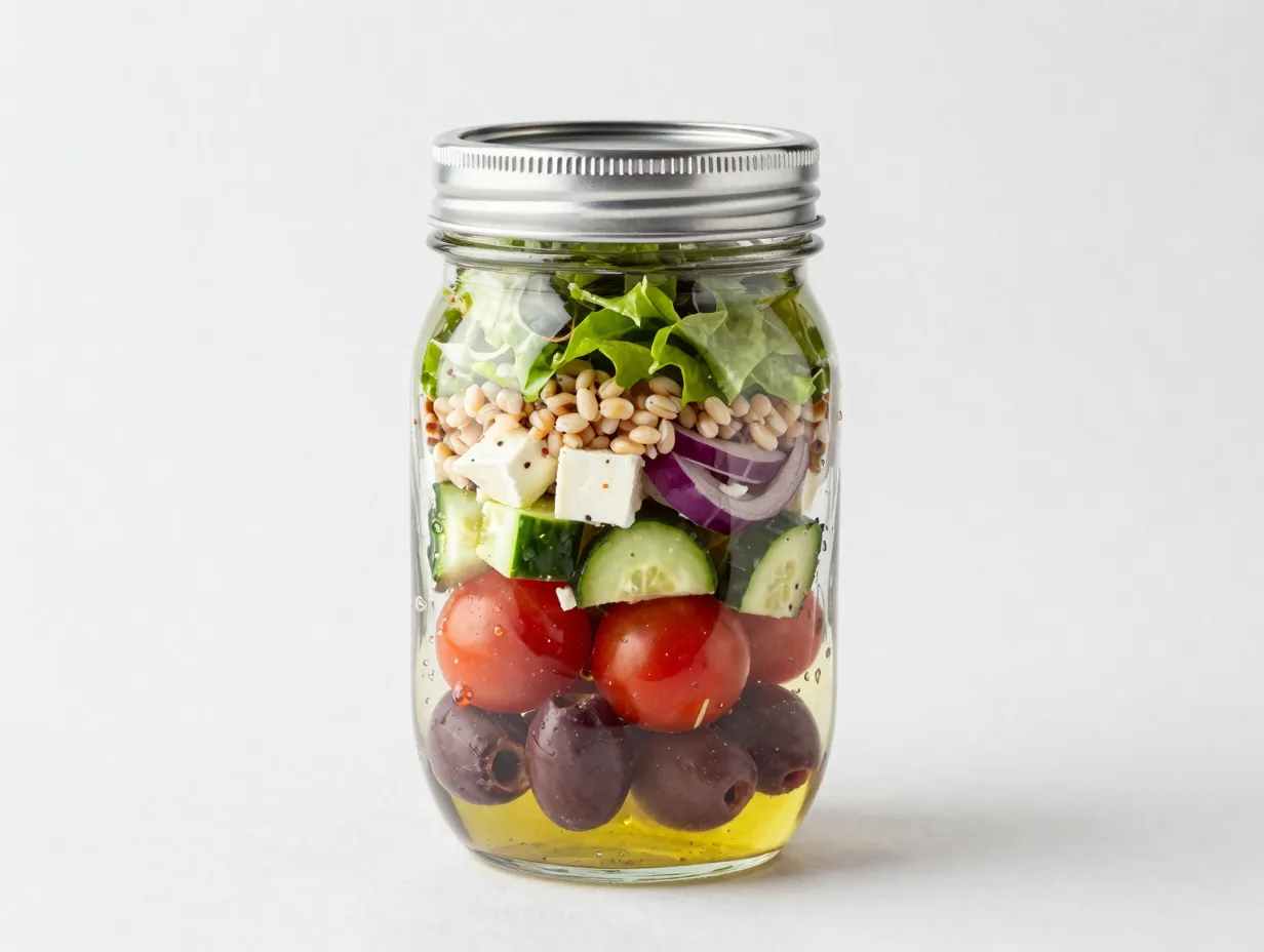 Mason jar mediterranean salad