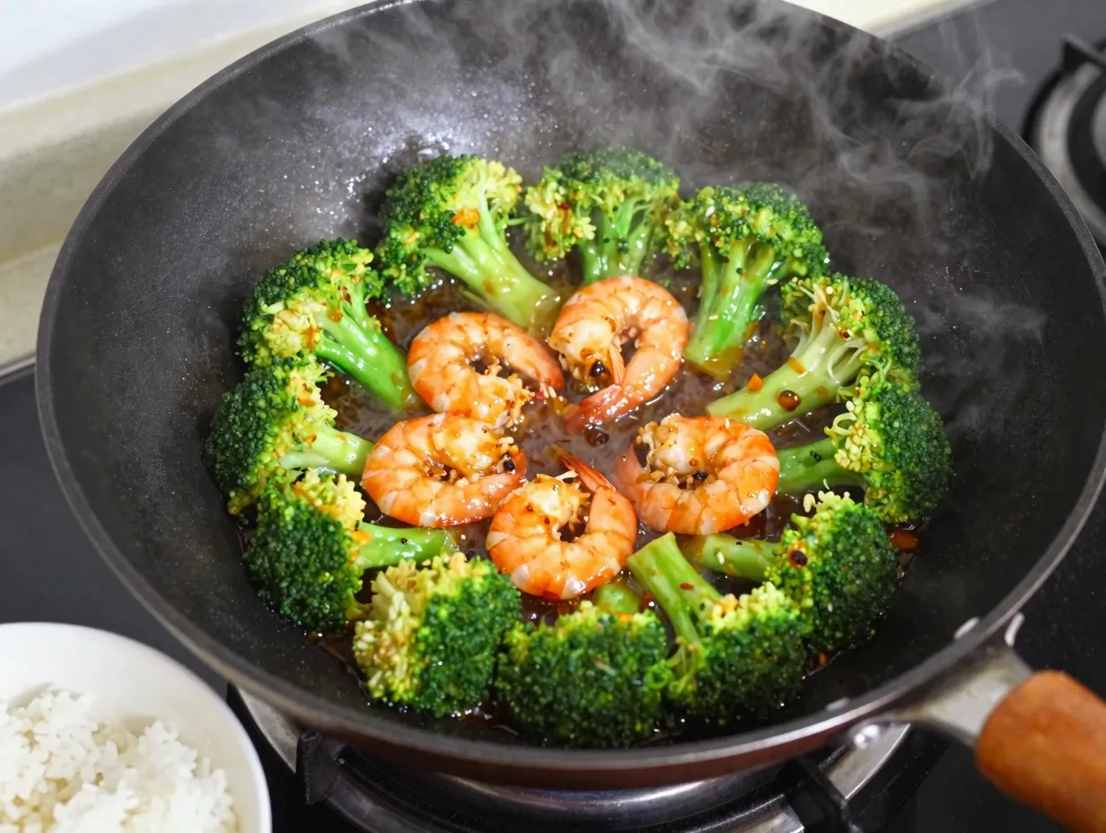 Shrimp and broccoli stir fry