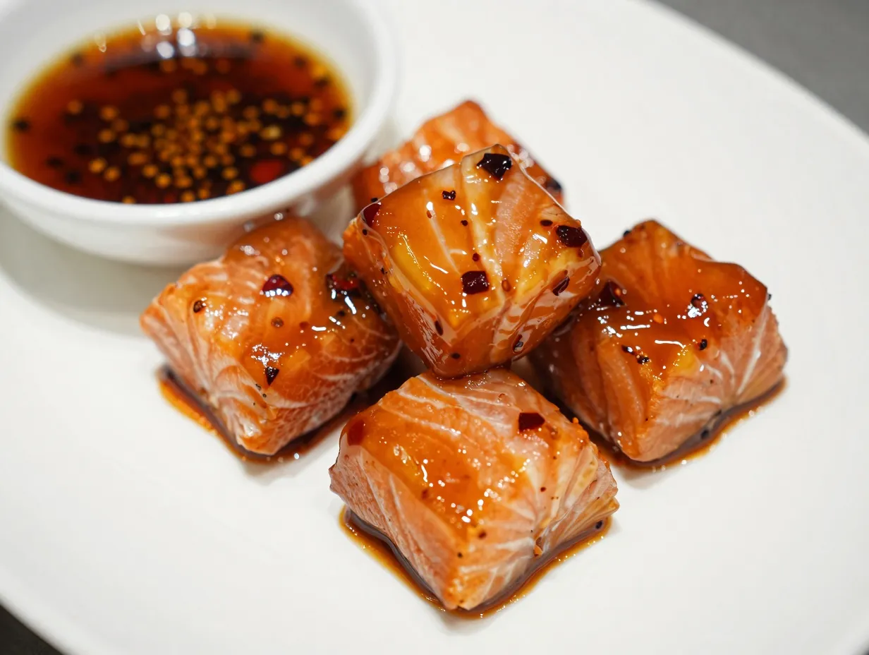 Firecracker hot honey salmon bites
