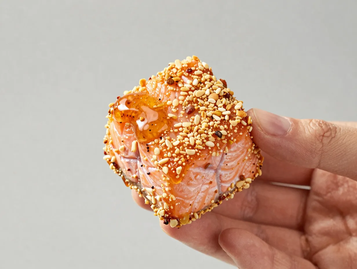 Gluten free hot honey salmon bites