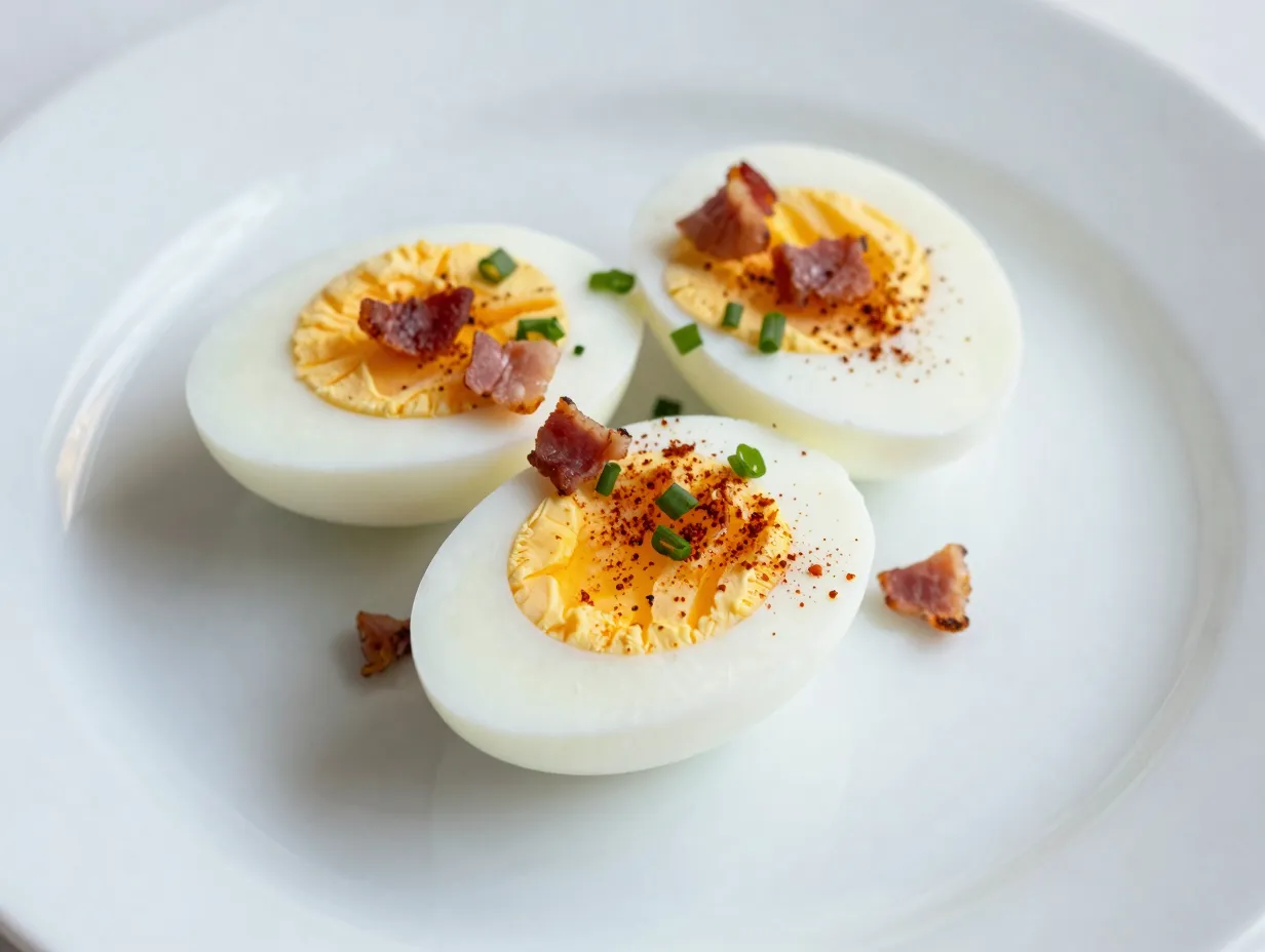 Classic deviled eggs with creamy filling and paprika