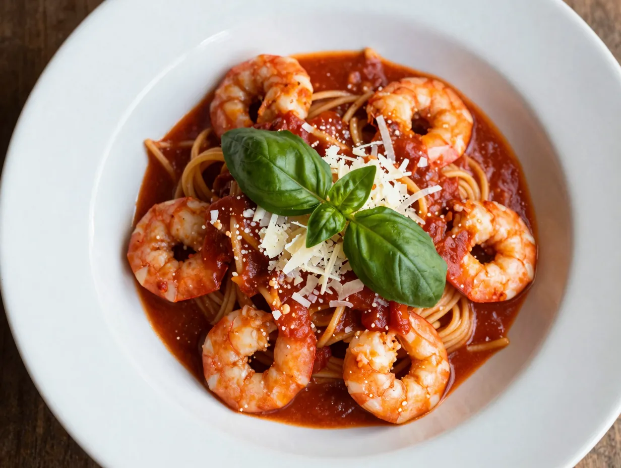 Shrimp pasta with spicy tomato sauce