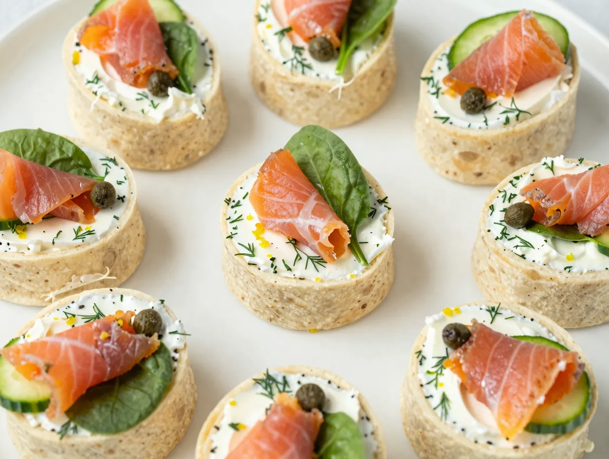 Smoked salmon cream cheese pinwheels