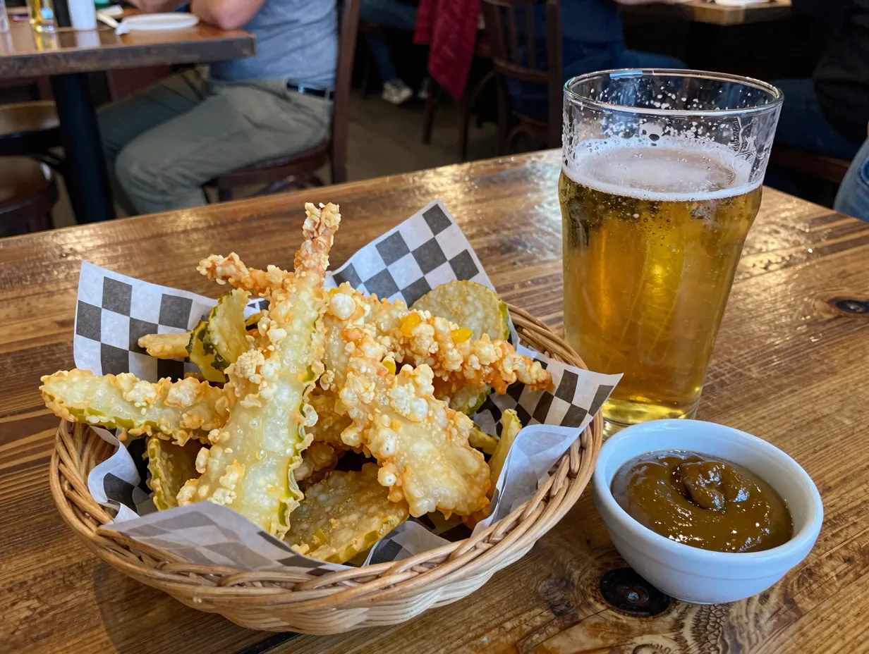 Beer battered fried pickles