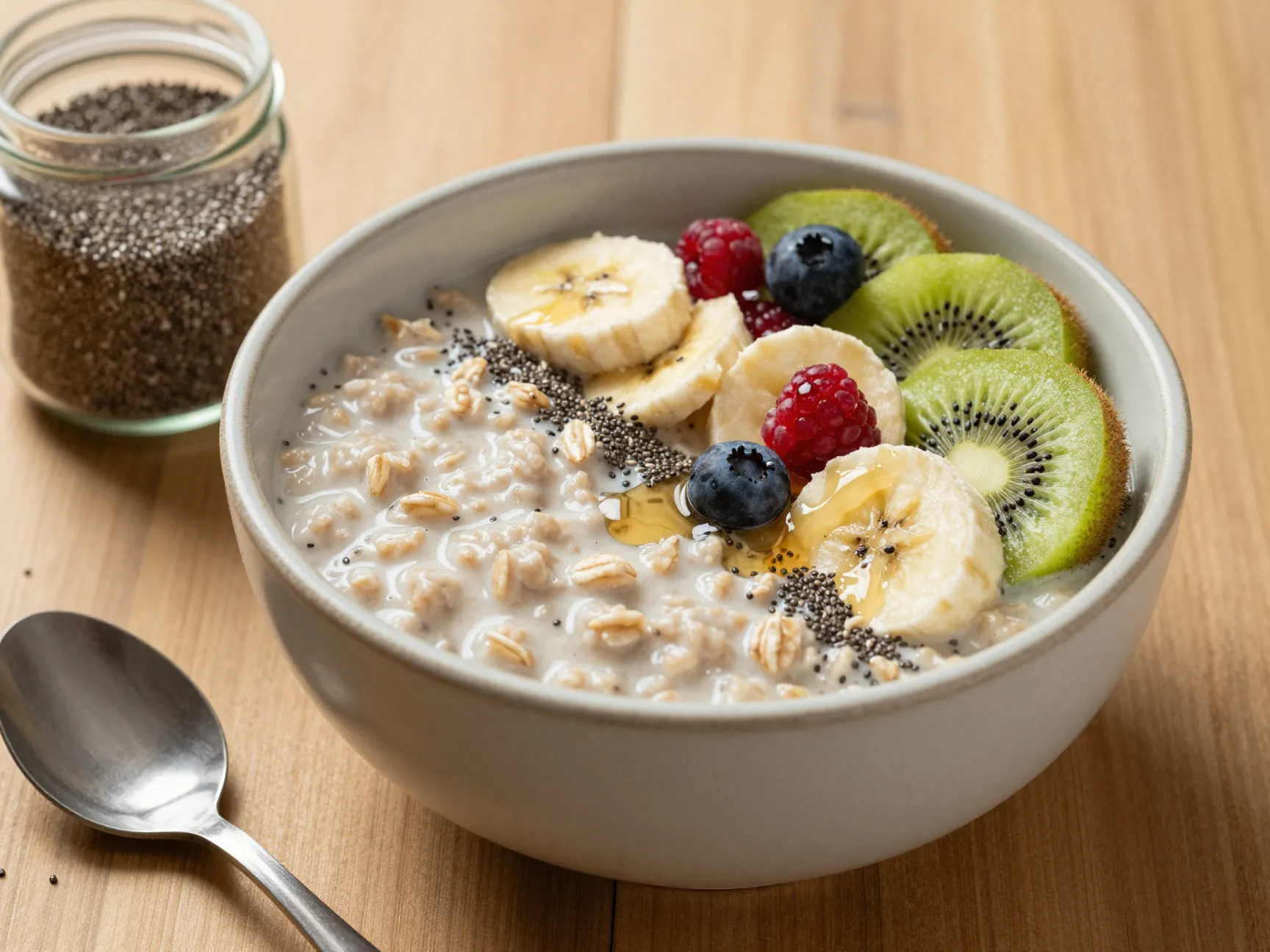 Oatmeal with chia seeds and fruit