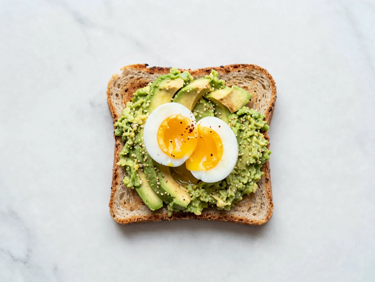 Avocado toast on whole grain bread
