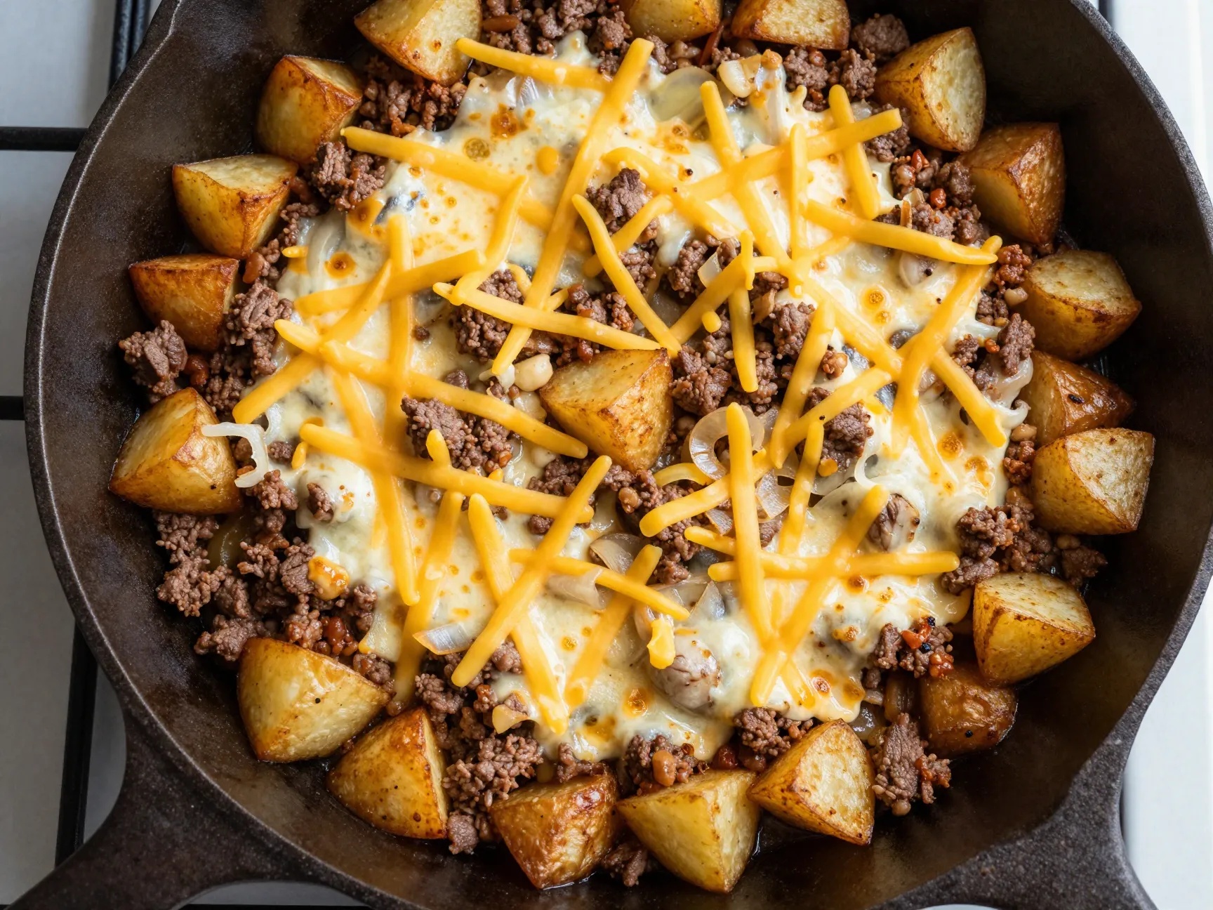 Ground beef and potatoes skillet