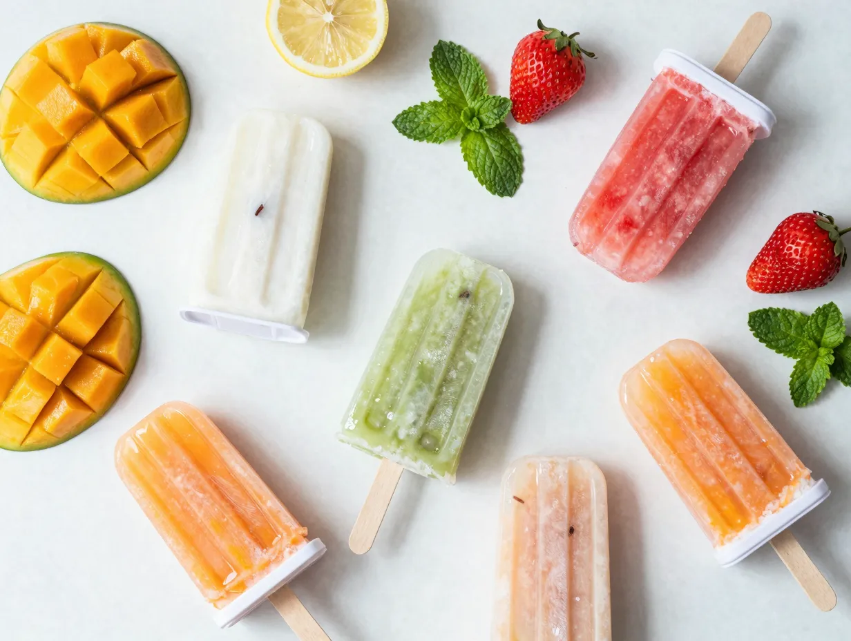 Vibrant homemade popsicles in reusable molds