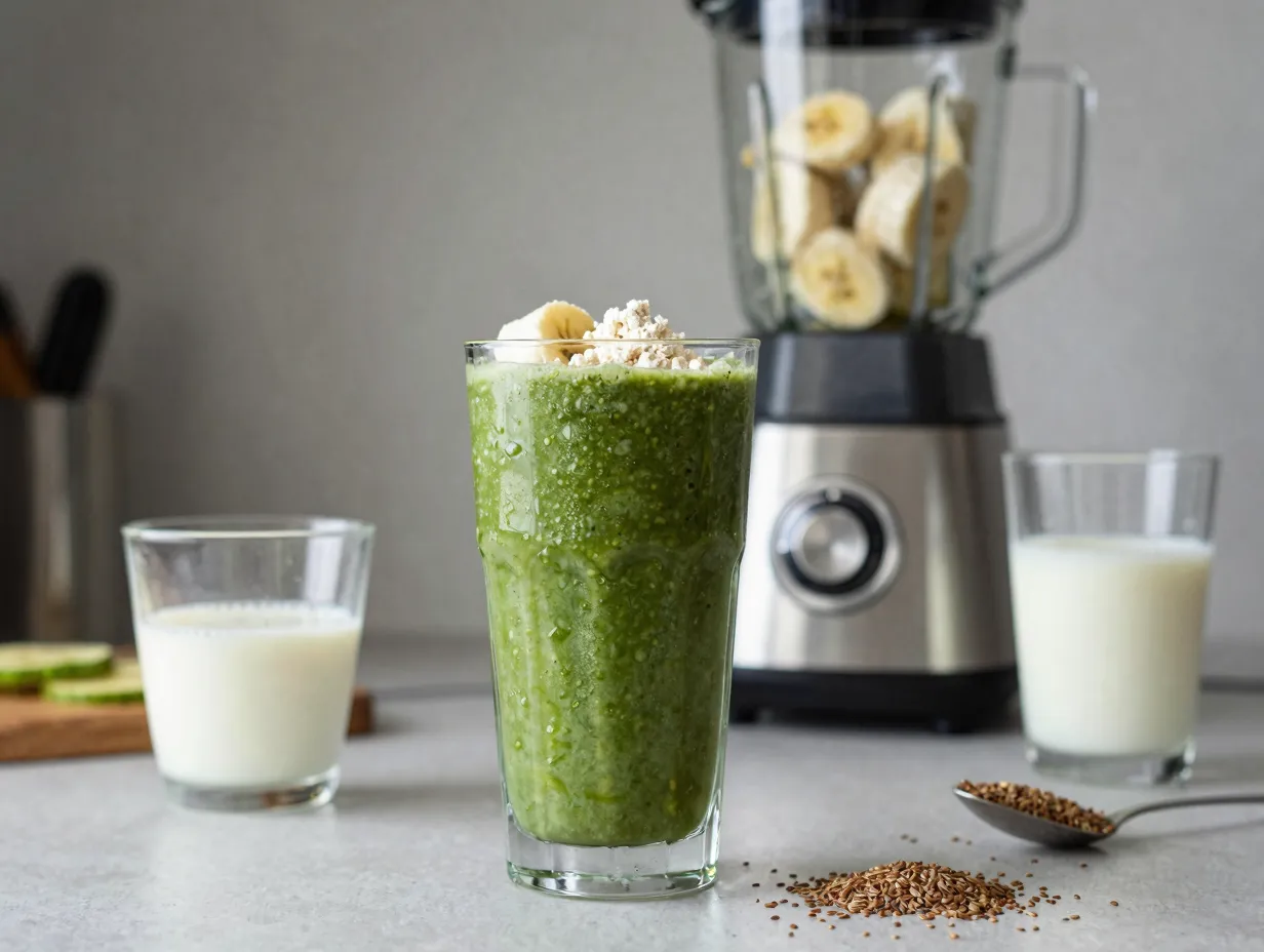 Smoothies with leafy greens protein and healthy fats