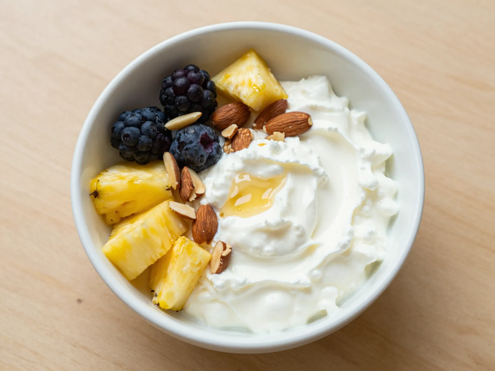 Cottage cheese with fruit and nuts