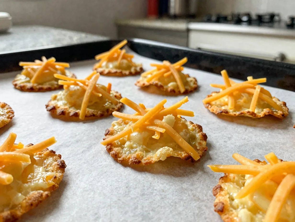 Crispy homemade parmesan cheese crisps cooling