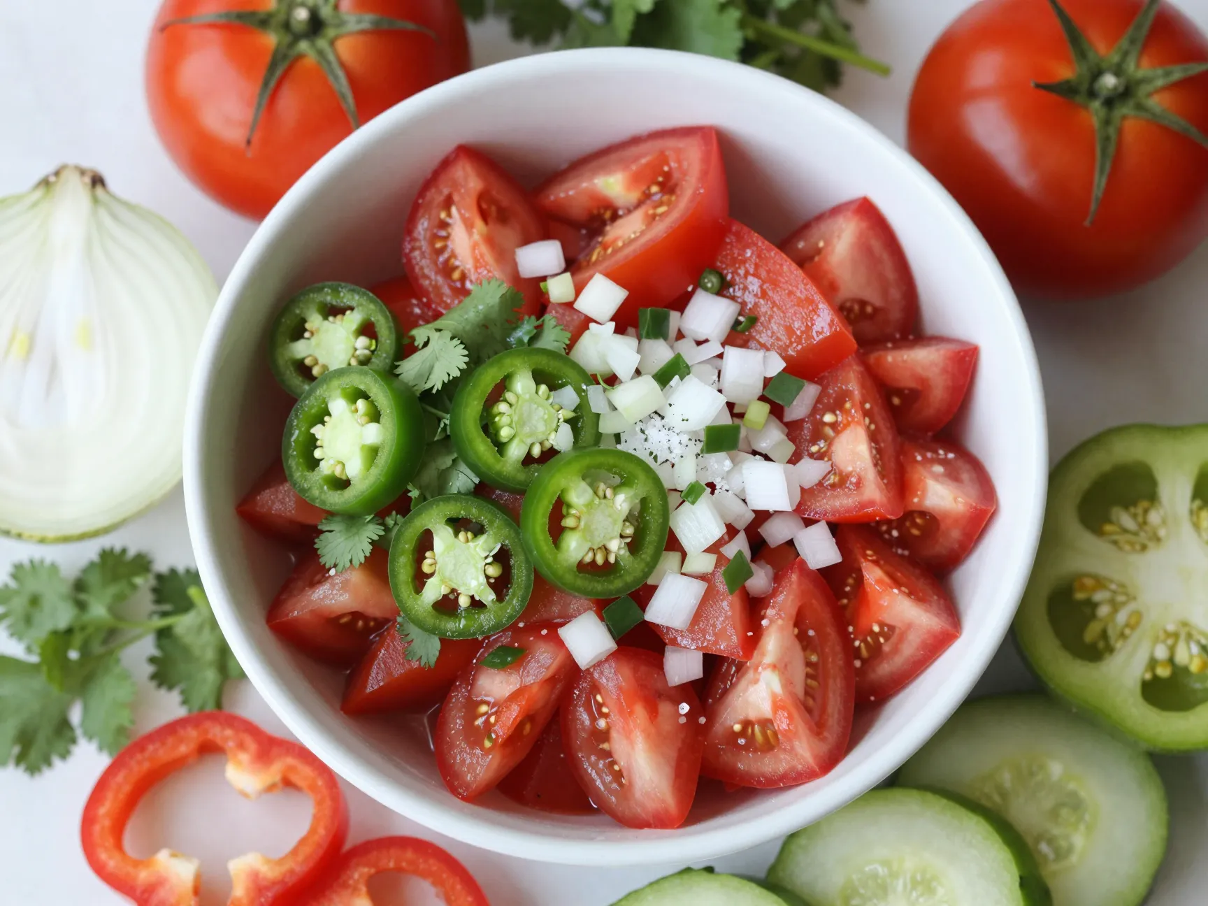 Fresh salsa with diced tomatoes onions cilantro lime
