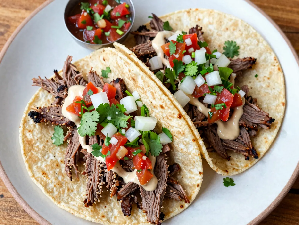 Beef tacos with fresh salsa