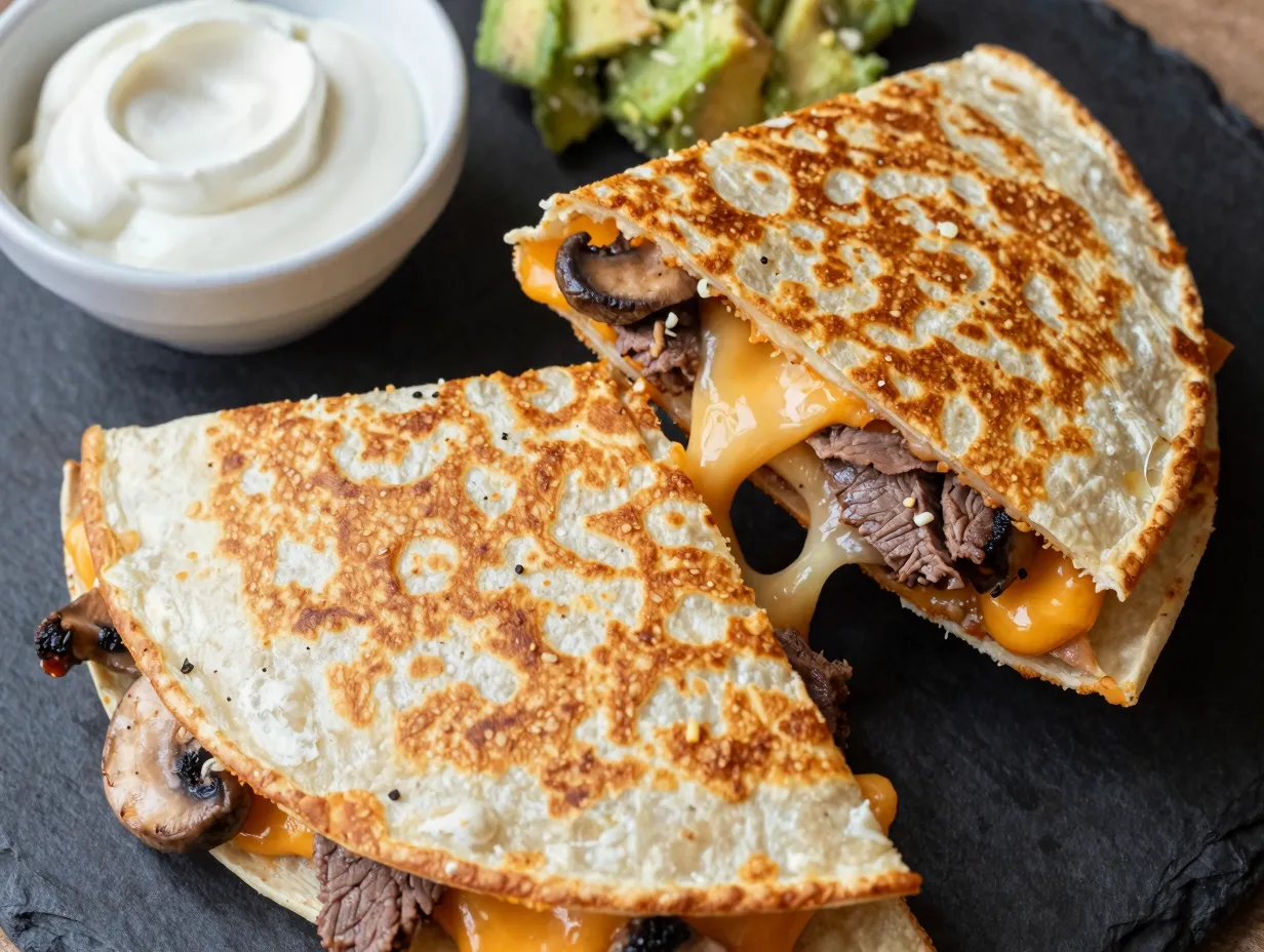 Beef and mushroom quesadillas