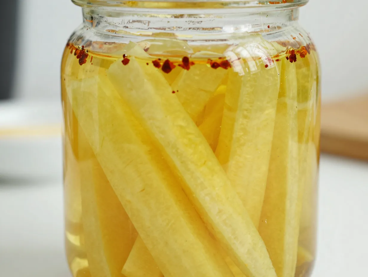 Korean style pink radish pickles danmuji inspired