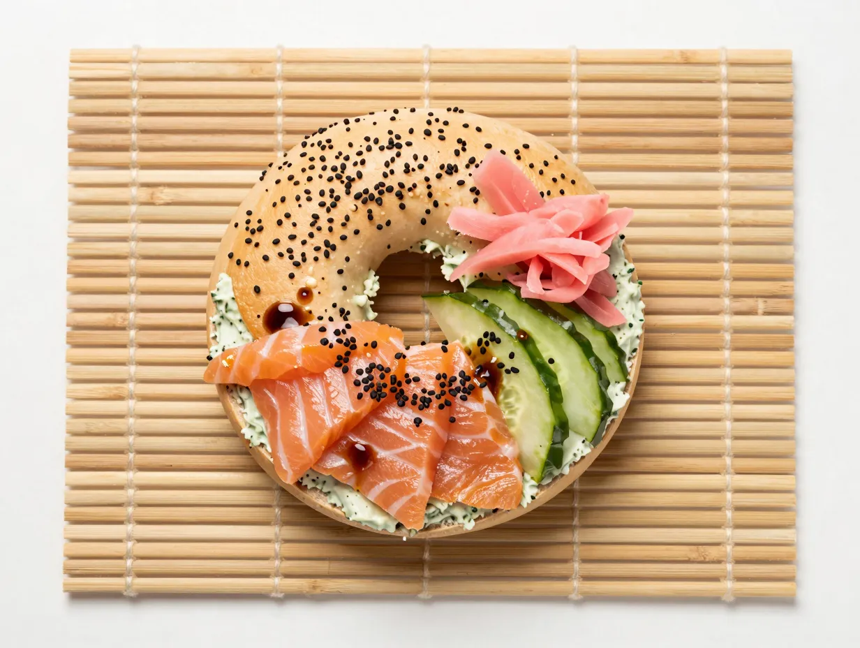 The japanese inspired wasabi salmon bagel