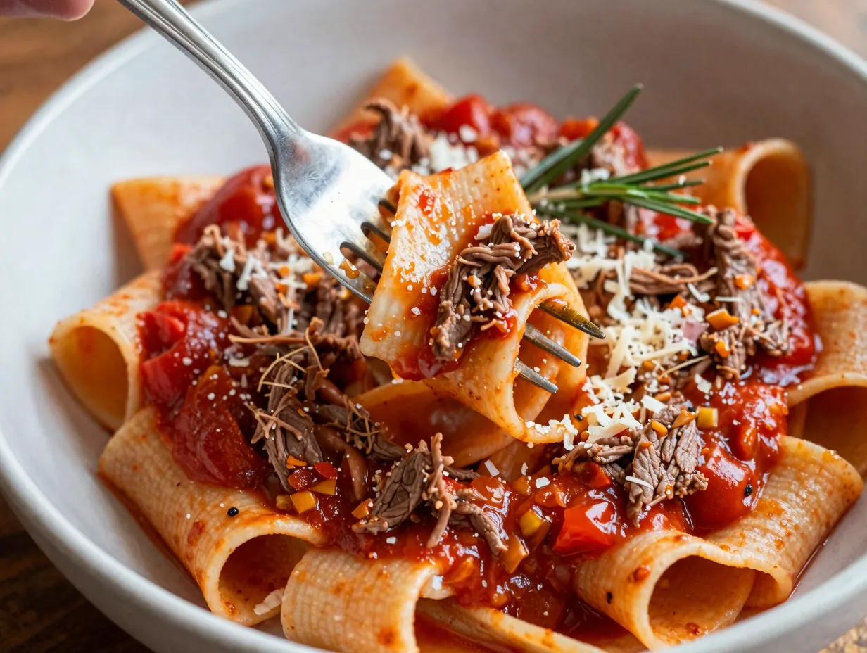 Leftover roast beef pasta beef ragu
