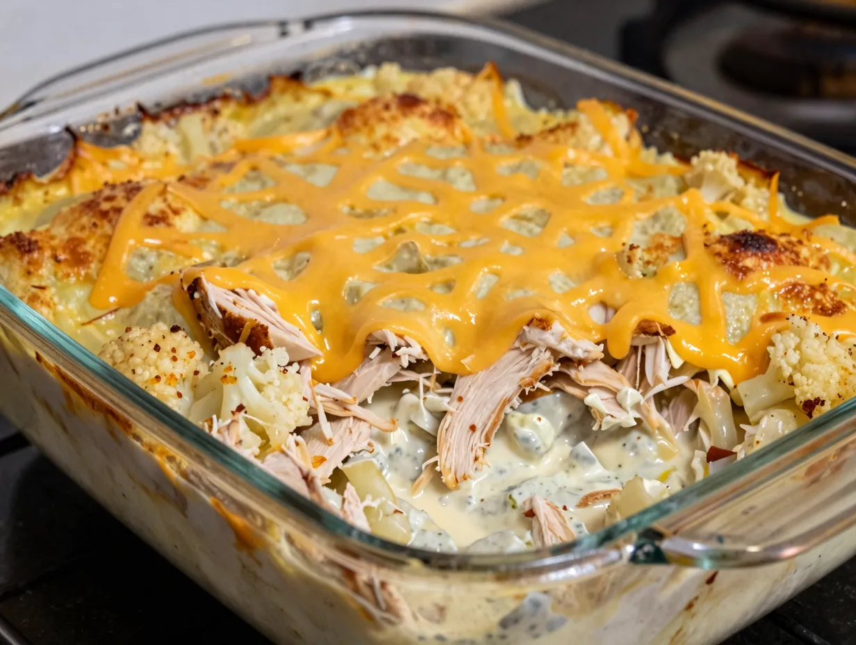 Cheesy crack chicken casserole lightened up