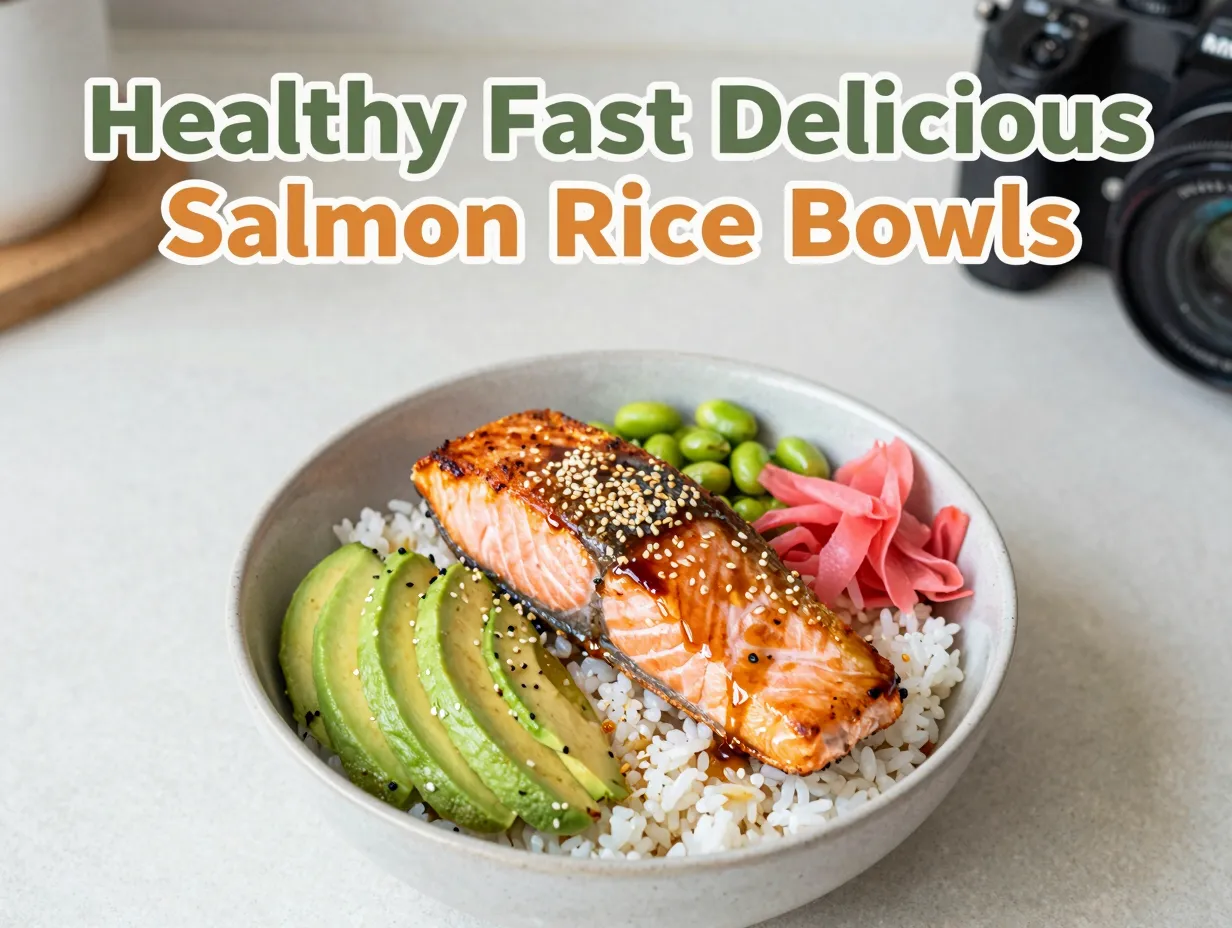 Healthy fast delicious salmon rice bowls