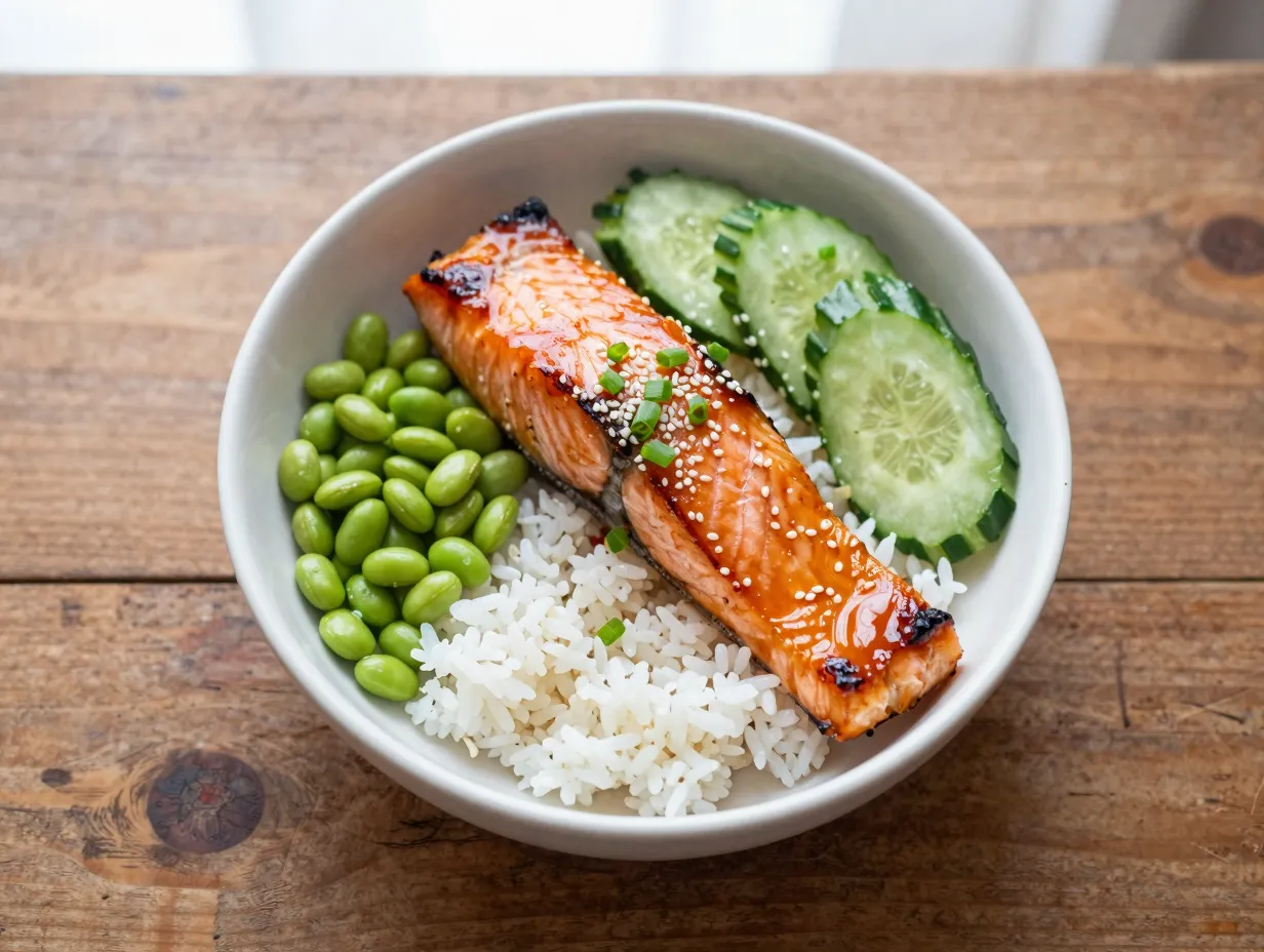 Classic teriyaki salmon rice bowl