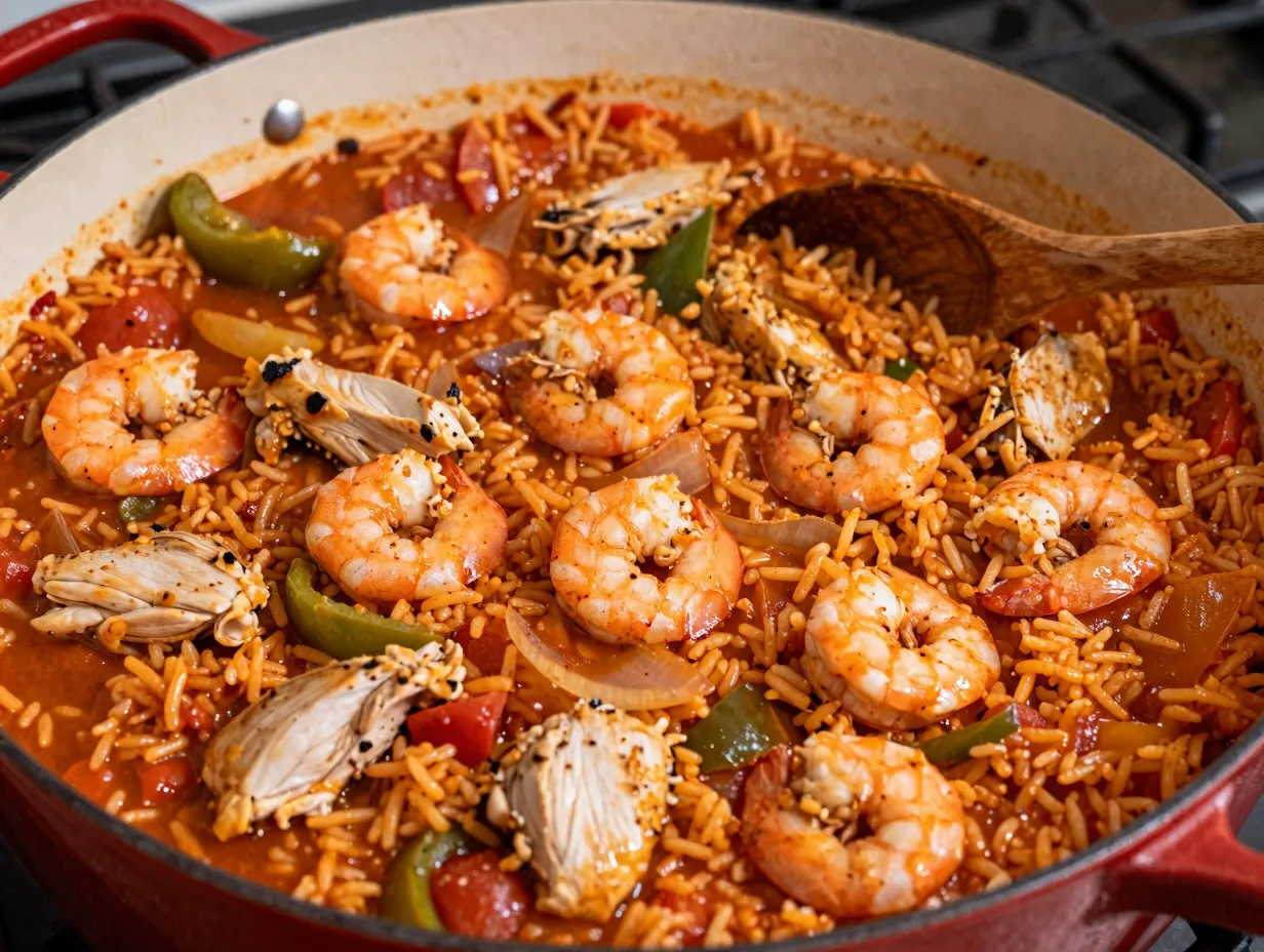 Cajun chicken and shrimp jambalaya