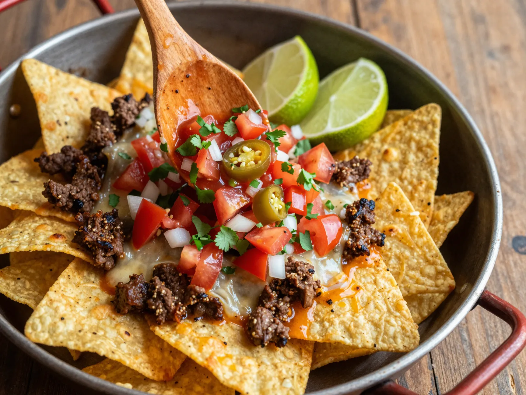 Ultimate seasoned beef nachos with homemade salsa