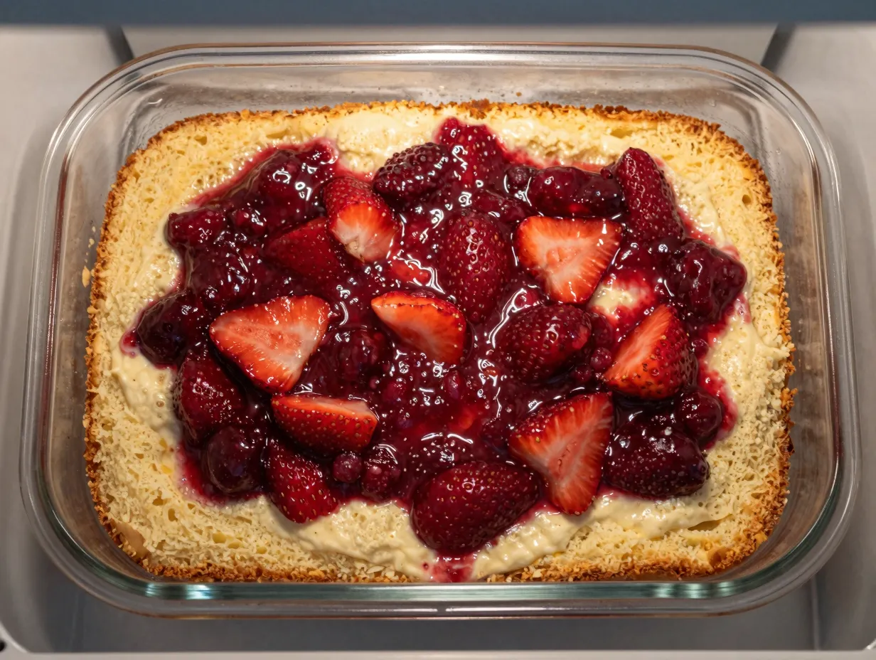 Lemon strawberry tres leches cake