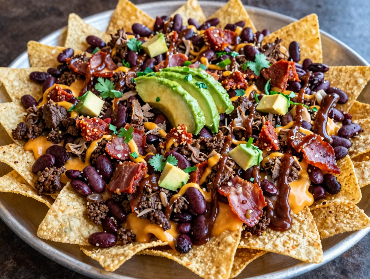 Meat lovers loaded nachos with four proteins