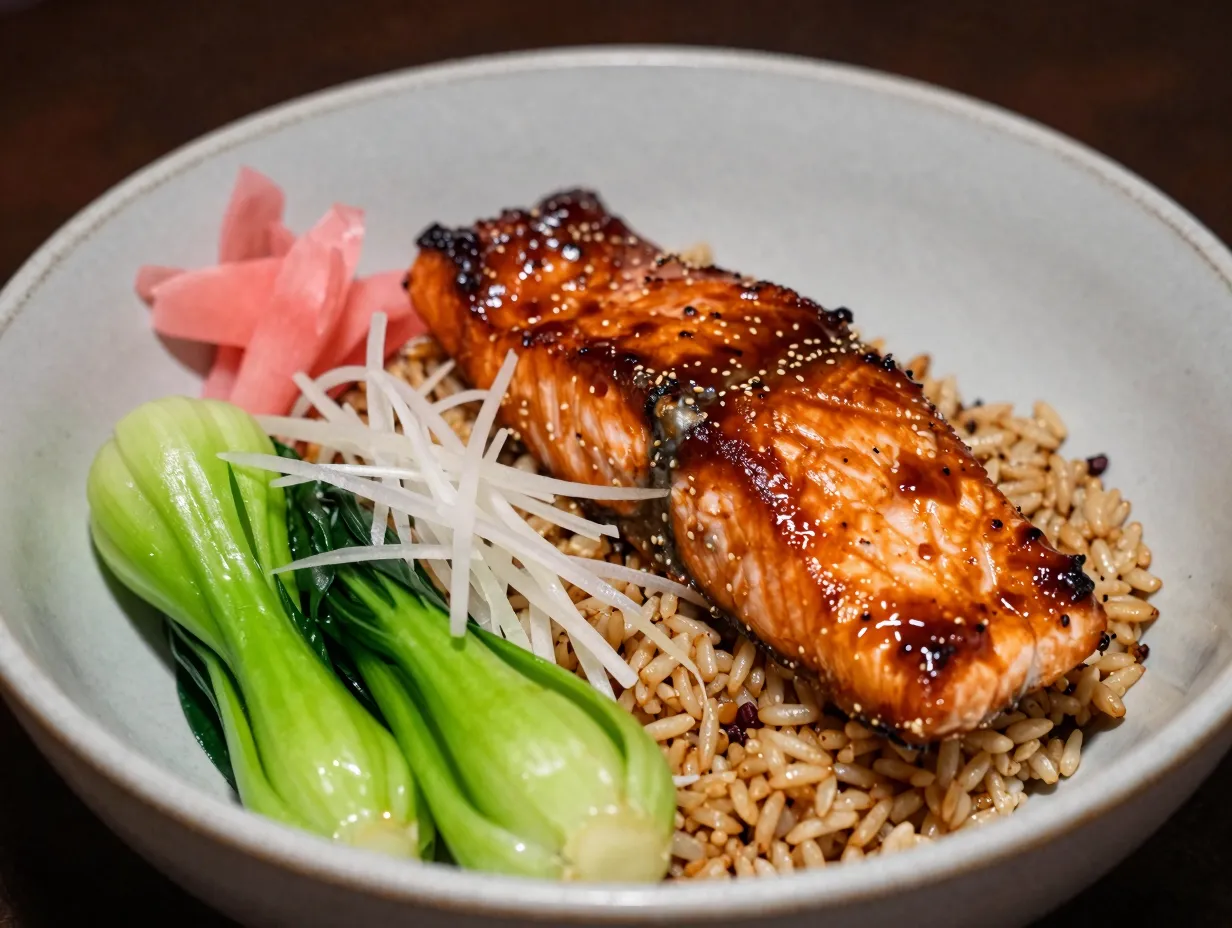 Miso glazed salmon bowl