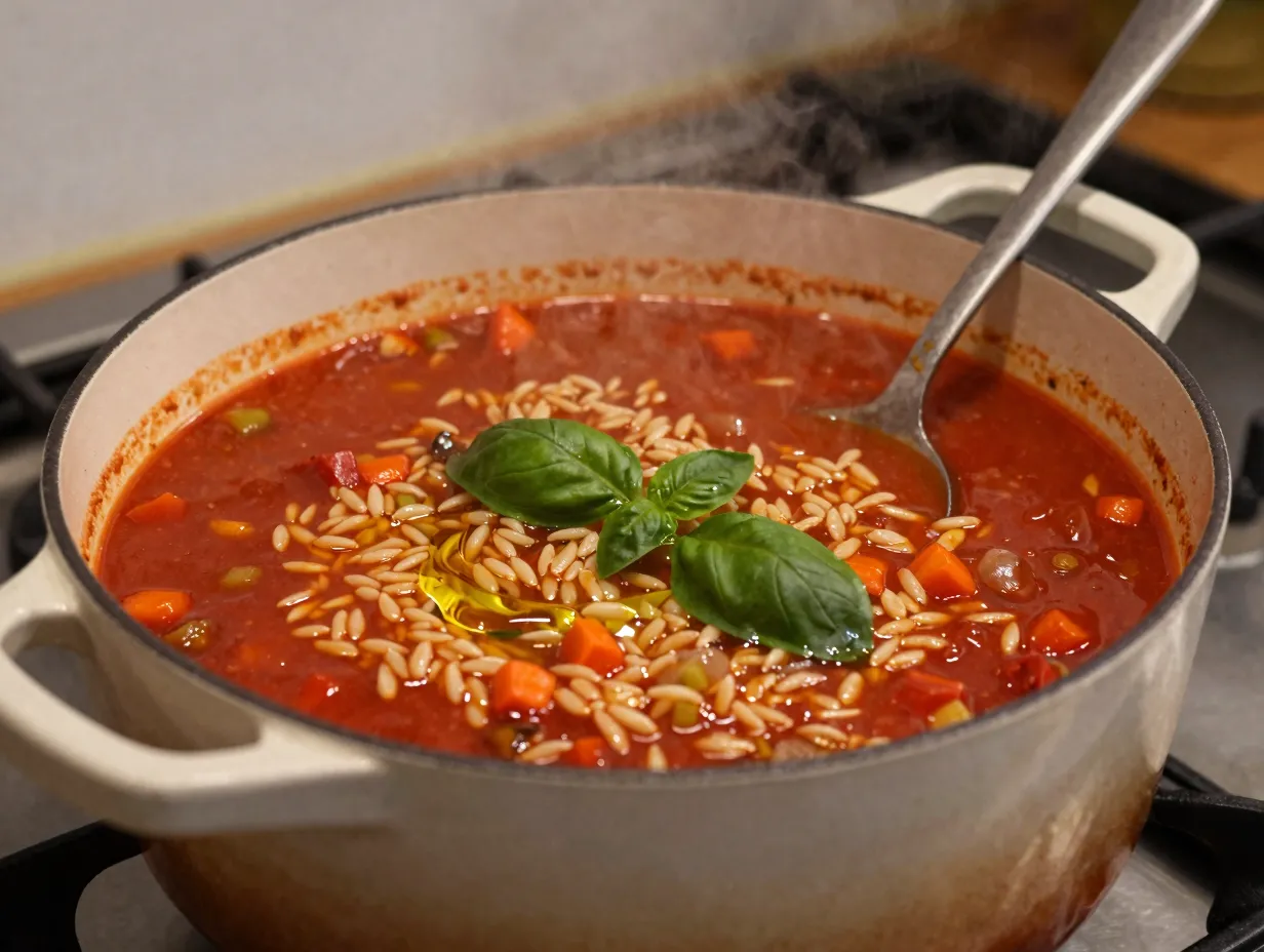 One pot orzo tomato soup