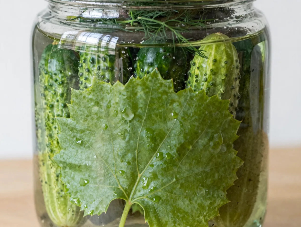 Use tannin rich leaves to preserve crunch