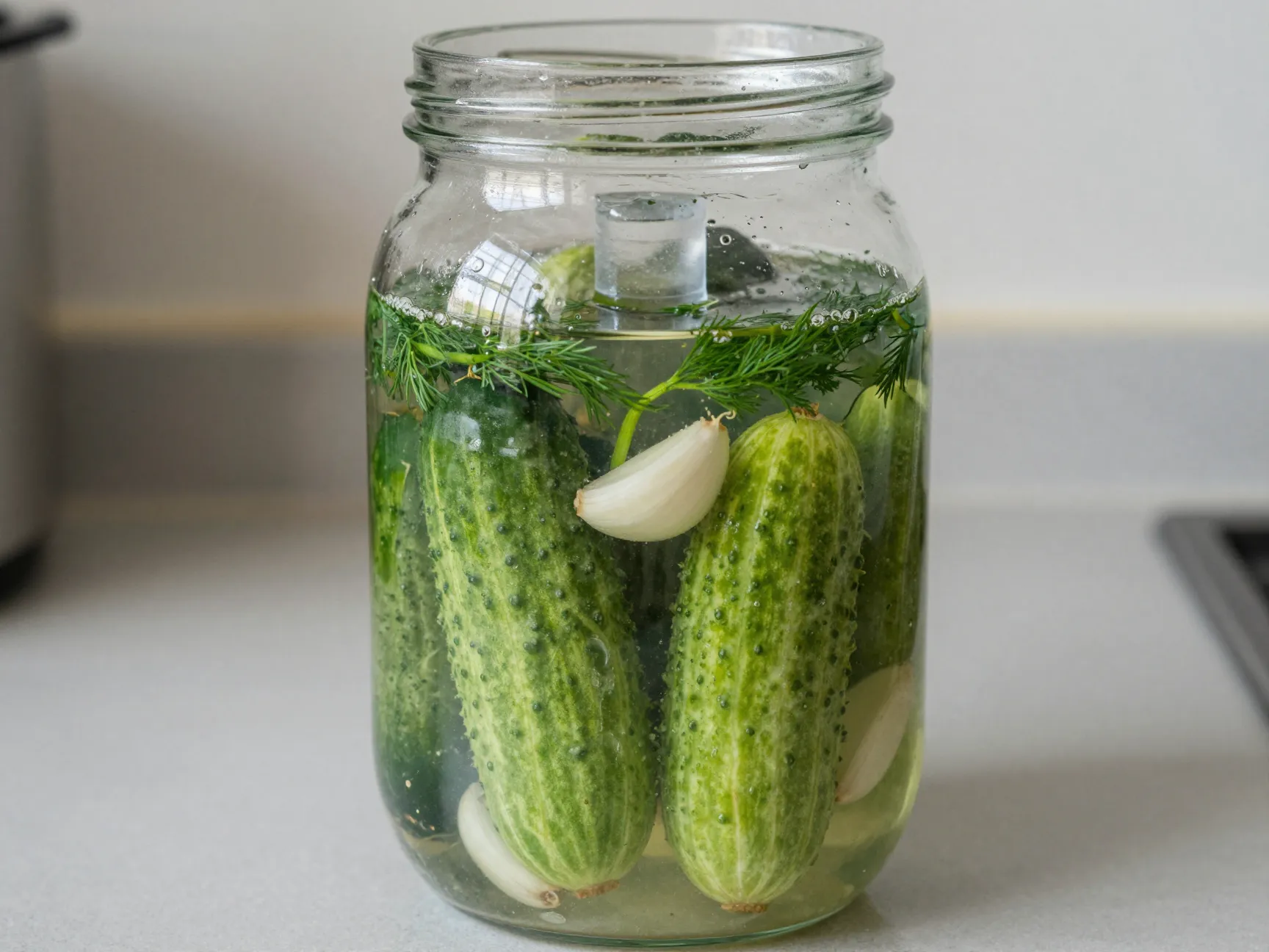 Keep cucumbers fully submerged at all times