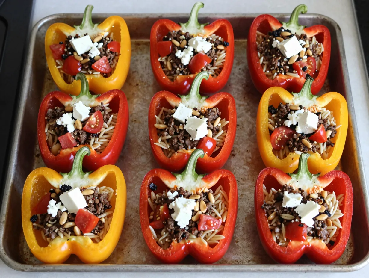 Mediterranean orzo stuffed peppers