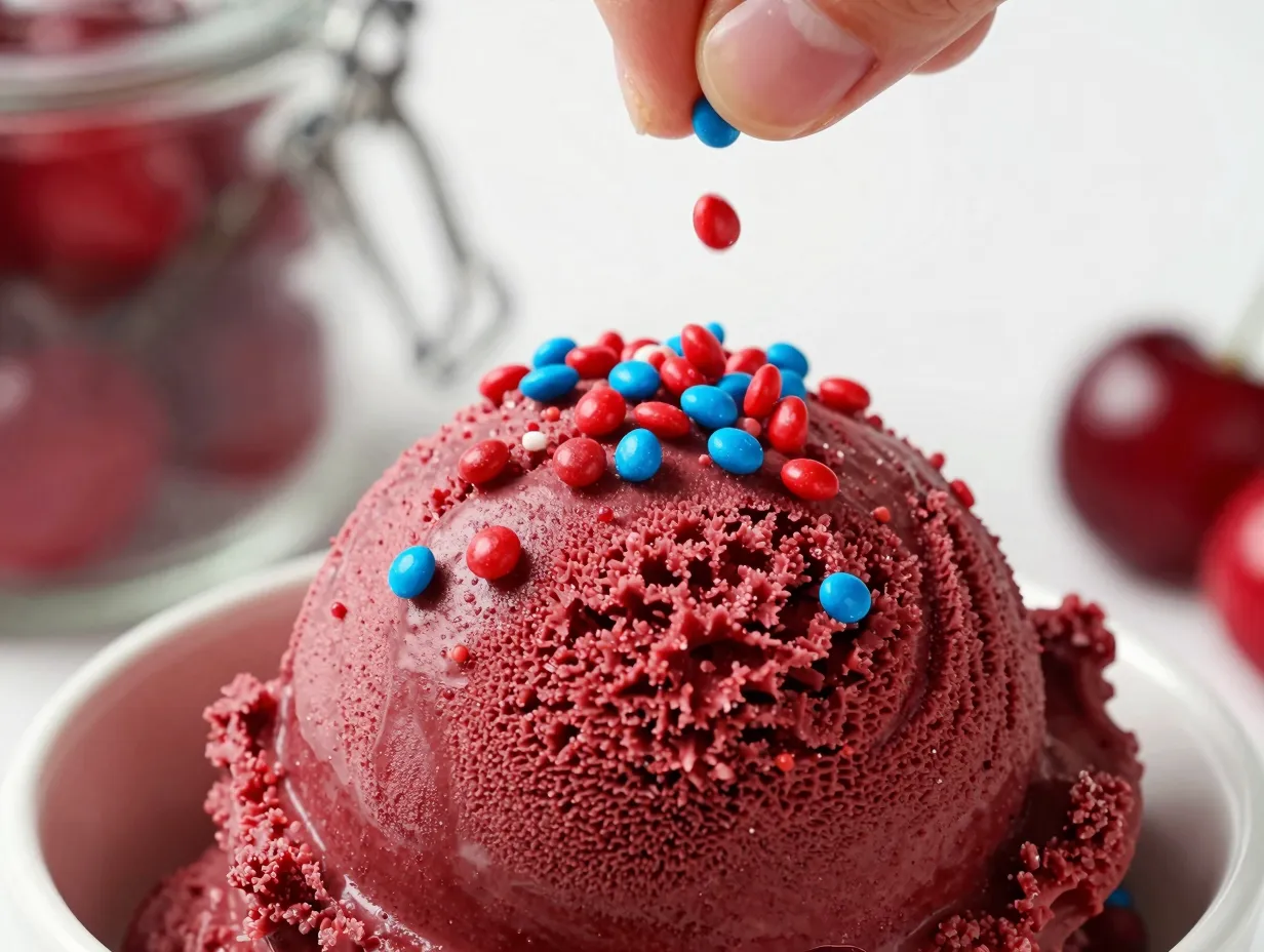 Cherry sparkler with popping candy