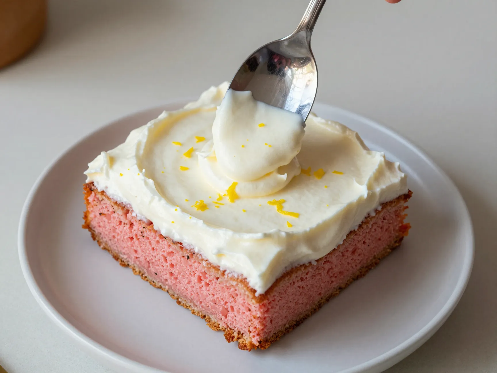 Strawberry cake with lemon cream topping cake mix shortcut