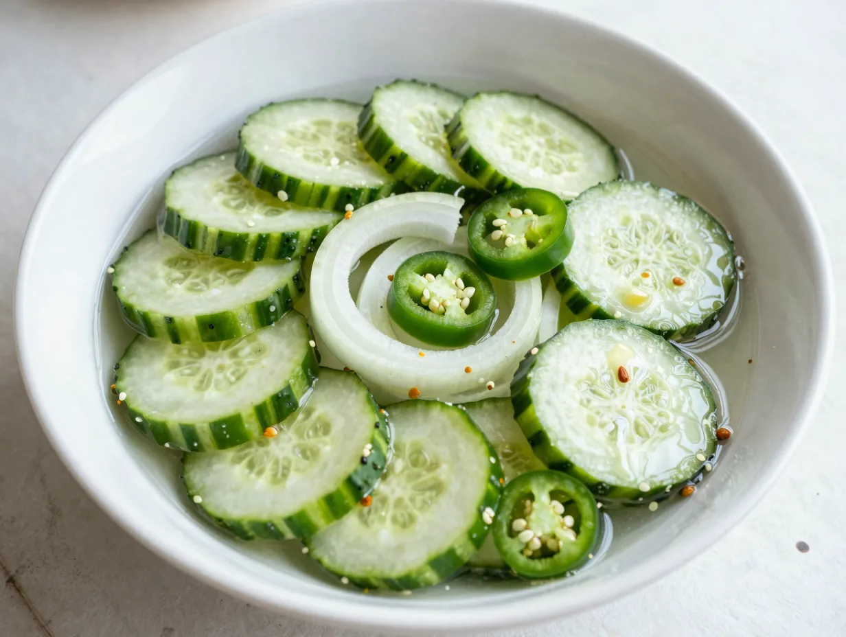 Easy spicy freezer pickles