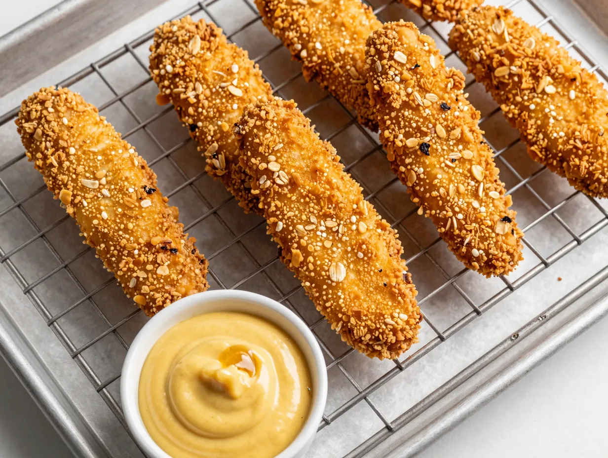 Baked chicken tenders with whole grain coating