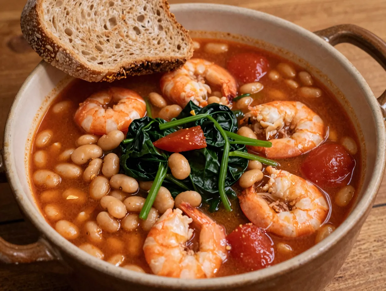 Shrimp and white bean stew