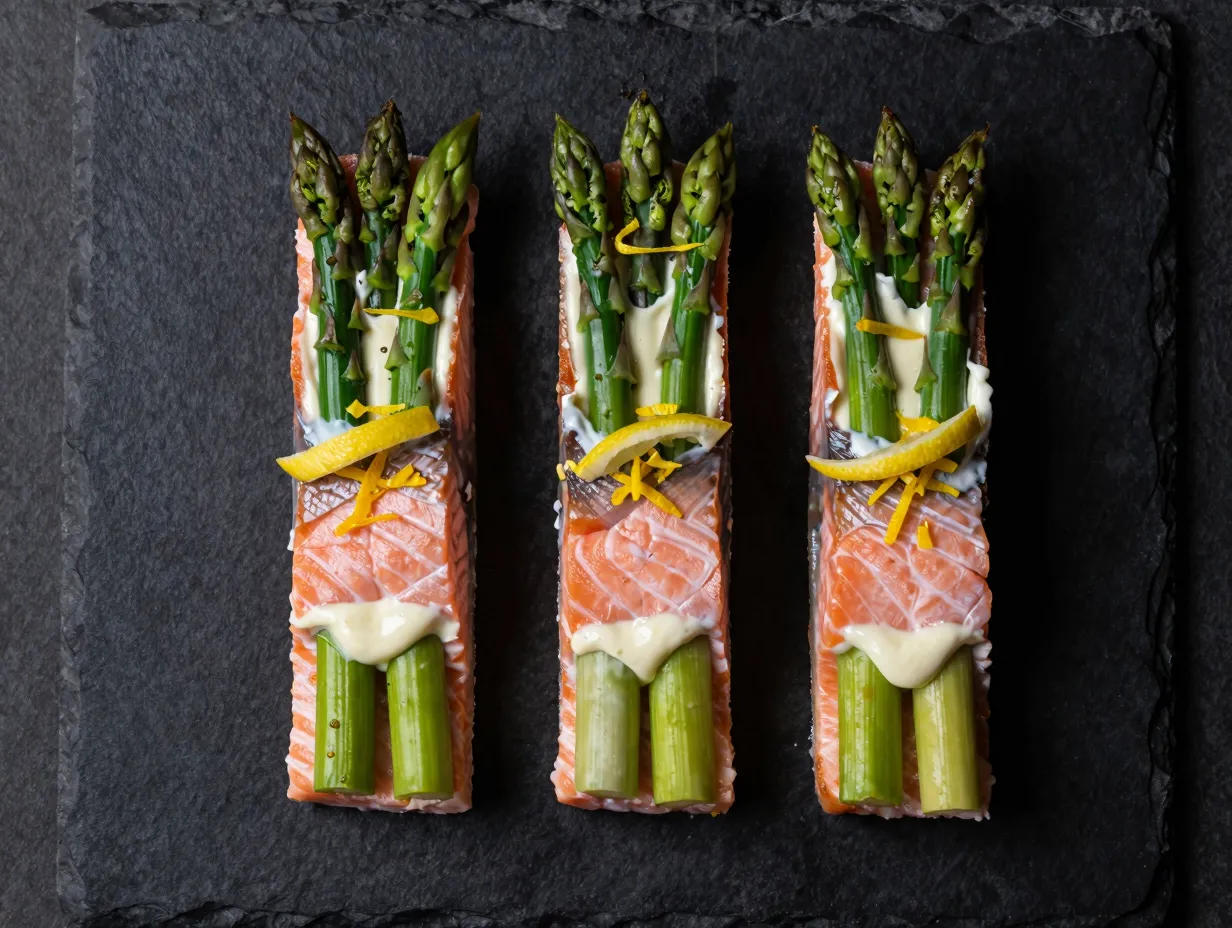 Asparagus and boursin stuffed salmon