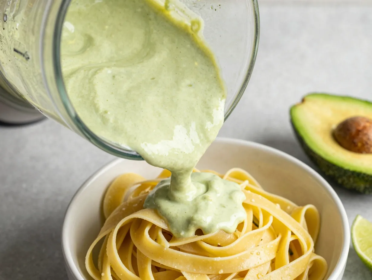 Avocado pesto pasta
